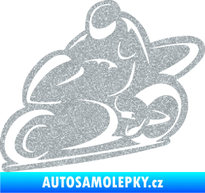 Samolepka Motorkář 011 levá Ultra Metalic stříbrná metalíza