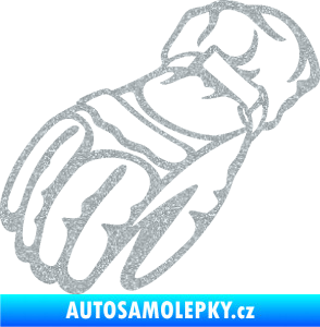 Samolepka Motorkářské rukavice 003 levá Ultra Metalic stříbrná metalíza