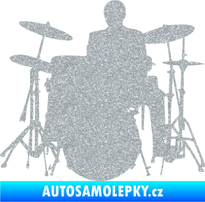 Samolepka Music 009 levá hráč na bicí Ultra Metalic stříbrná metalíza