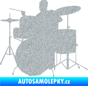 Samolepka Music 011 levá hráč na bicí Ultra Metalic stříbrná metalíza