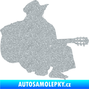Samolepka Music 014 pravá hráč na kytaru Ultra Metalic stříbrná metalíza