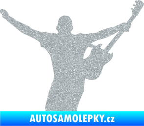 Samolepka Music 024 pravá kytarista rocker Ultra Metalic stříbrná metalíza