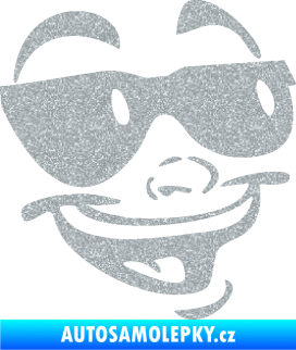 Samolepka Obličej 005 pravá veselý s brýlemi Ultra Metalic stříbrná metalíza