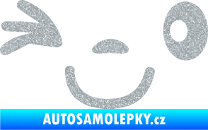 Samolepka Obličej 008 levá mrkající Ultra Metalic stříbrná metalíza