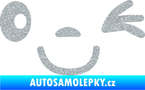 Samolepka Obličej 008 pravá mrkající Ultra Metalic stříbrná metalíza