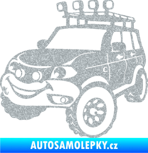 Samolepka Off Road 005 levá veselé autíčko Ultra Metalic stříbrná metalíza