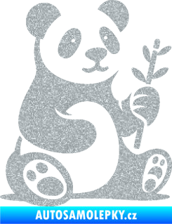 Samolepka Panda 011 pravá s bambusovou větvičkou Ultra Metalic stříbrná metalíza
