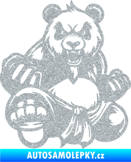 Samolepka Panda 012 levá Kung Fu bojovník Ultra Metalic stříbrná metalíza