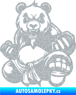 Samolepka Panda 012 pravá Kung Fu bojovník Ultra Metalic stříbrná metalíza