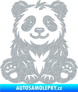 Samolepka Panda 013 pravá spokojená Ultra Metalic stříbrná metalíza
