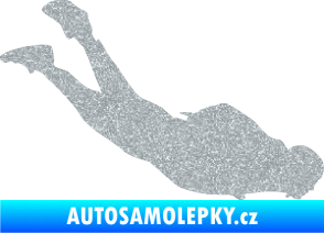 Samolepka Parašutista 003 pravá skok z letadla Ultra Metalic stříbrná metalíza