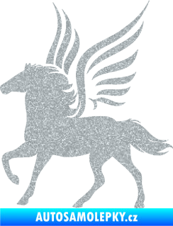Samolepka Pegas 002 levá okřídlený kůň Ultra Metalic stříbrná metalíza