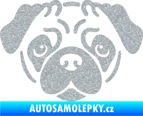 Samolepka Pes 067 Mopsík Ultra Metalic stříbrná metalíza