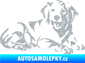 Samolepka Pes 106 pravá Retrívr Ultra Metalic stříbrná metalíza