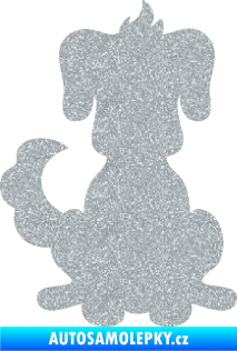 Samolepka Pes 113 levá kreslená silueta Ultra Metalic stříbrná metalíza