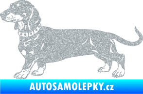 Samolepka Pes 122 levá jezevčík Ultra Metalic stříbrná metalíza