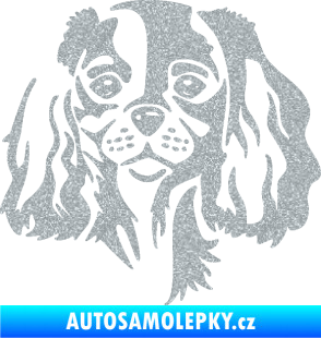 Samolepka Pes 132 pravá Cavalier king Charles spaniel Ultra Metalic stříbrná metalíza