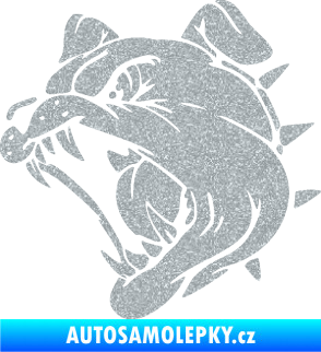 Samolepka Pes 136 levá rozzuřený buldok Ultra Metalic stříbrná metalíza