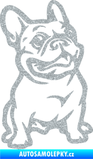 Samolepka Pes 139 pravá francouzský buldoček Ultra Metalic stříbrná metalíza