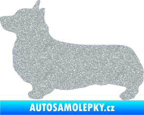 Samolepka Pes 164 levá Welsh Corgi Pembroke Ultra Metalic stříbrná metalíza