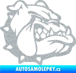 Samolepka Pes 174 pravá rozzuřený buldok Ultra Metalic stříbrná metalíza