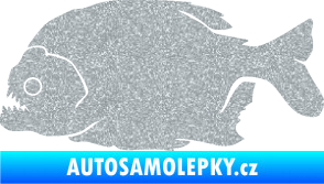 Samolepka Piraňa 001 levá dravá ryba Ultra Metalic stříbrná metalíza