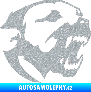 Samolepka Pitbull hlava 001 pravá Ultra Metalic stříbrná metalíza