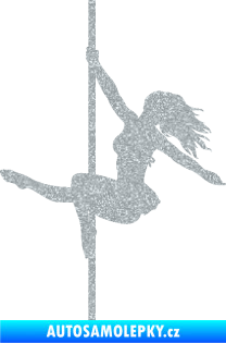 Samolepka Pole dance 001 levá tanec na tyči Ultra Metalic stříbrná metalíza