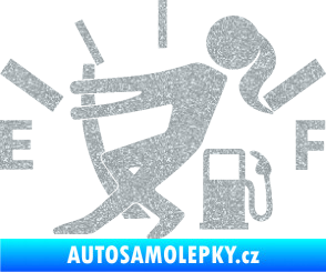 Samolepka Prázdná nádrž 002 palivoměr, varianta s ženou Ultra Metalic stříbrná metalíza