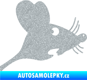 Samolepka Překvapená myš pravá Ultra Metalic stříbrná metalíza