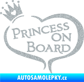 Samolepka Princess on board nápis s korunkou Ultra Metalic stříbrná metalíza