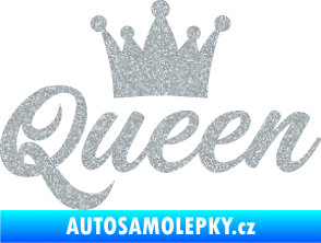 Samolepka Queen nápis s korunou Ultra Metalic stříbrná metalíza