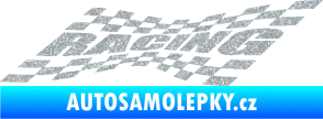 Samolepka Racing nápis v šachovnici Ultra Metalic stříbrná metalíza