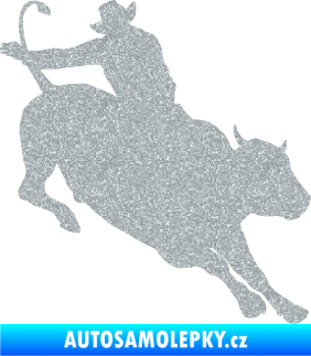 Samolepka Rodeo 001 pravá  kovboj s býkem Ultra Metalic stříbrná metalíza