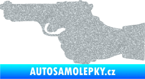 Samolepka Ruka s pistolí 001 levá ruce vzhůru Ultra Metalic stříbrná metalíza