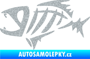 Samolepka Ryba kostra  007 levá Ultra Metalic stříbrná metalíza