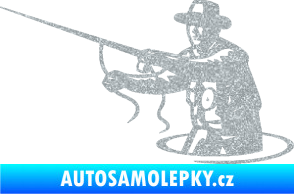Samolepka Rybář 015 levá s udicí Ultra Metalic stříbrná metalíza