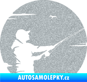 Samolepka Rybář 022 pravá Ultra Metalic stříbrná metalíza