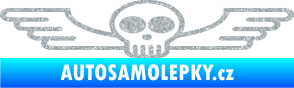 Samolepka Samolepka na zadní sklo 001 lebka s křídly Ultra Metalic stříbrná metalíza