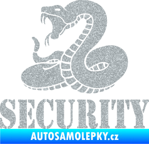 Samolepka Security hlídáno - levá had Ultra Metalic stříbrná metalíza
