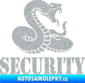 Samolepka Security hlídáno - pravá had Ultra Metalic stříbrná metalíza