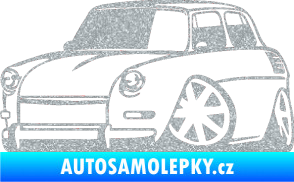 Samolepka Škoda 1000 karikatura levá Ultra Metalic stříbrná metalíza