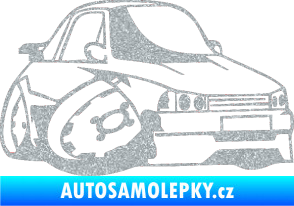 Samolepka Škoda 120 karikatura pravá Ultra Metalic stříbrná metalíza