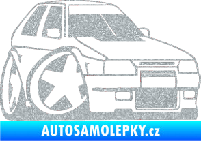 Samolepka Škoda Favorit karikatura pravá Ultra Metalic stříbrná metalíza