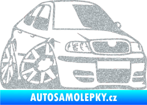 Samolepka Škoda Octavia karikatura pravá Ultra Metalic stříbrná metalíza