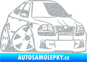 Samolepka Škoda Octavia RS karikatura pravá Ultra Metalic stříbrná metalíza