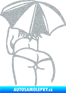 Samolepka Slečna s deštníkem levá Ultra Metalic stříbrná metalíza