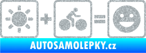 Samolepka Slunce + kolo = veselý smajlík vyjížďka na kole Ultra Metalic stříbrná metalíza