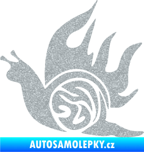 Samolepka Šnek s plameny levá Ultra Metalic stříbrná metalíza