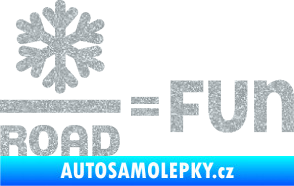 Samolepka Snow road fun nápis s vločkou Ultra Metalic stříbrná metalíza